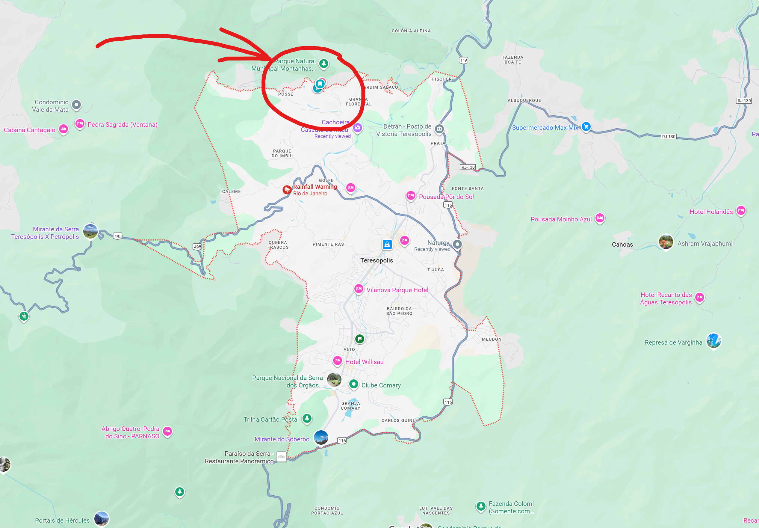 Localização do terreno em Teresópolis